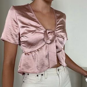 Kendall & Kylie pink silky tie front top